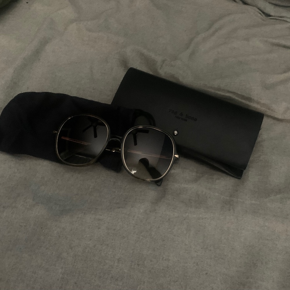 Rag & Bone Green and Gold Sunglasses Modern Design